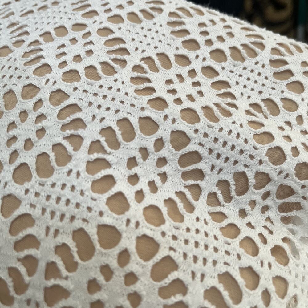 Vtg Dressbarn Lace Eyelet Floral White Sleeveless Pullover Dress Women's Size 10 - Picture 16 of 16